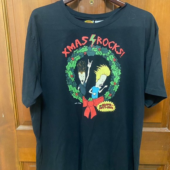 MTV Beavis and Butt-Head Xmas Black T-Shirt - Picture 2 of 5
